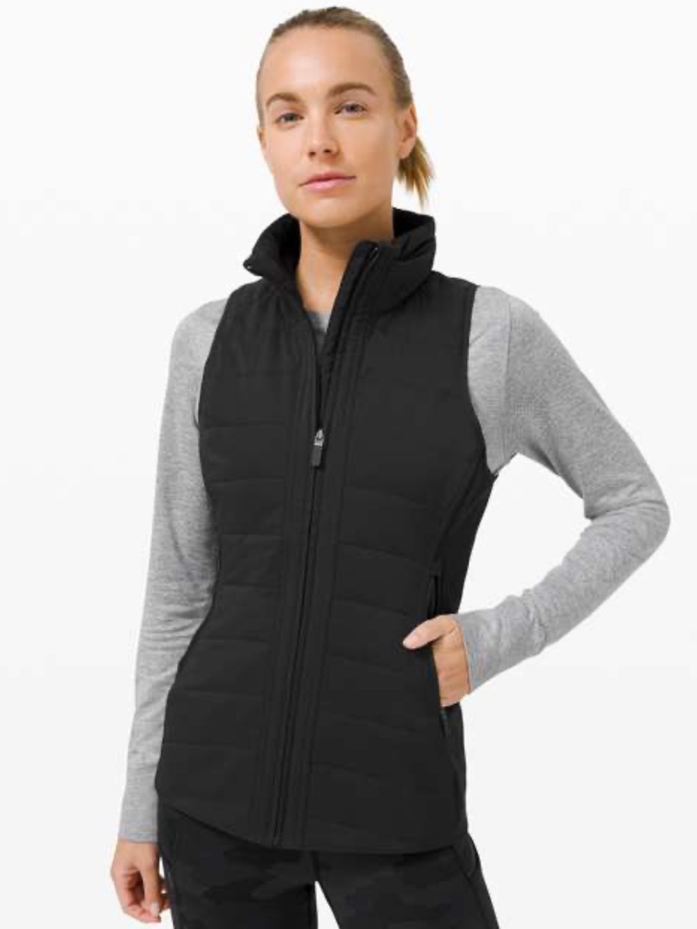 lululemon Another Mile Vest Black Quilted Hooded Vest